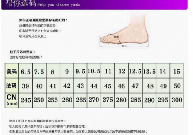 鞋碼-中國(guó)標(biāo)準(zhǔn)鞋碼對(duì)照是什么？